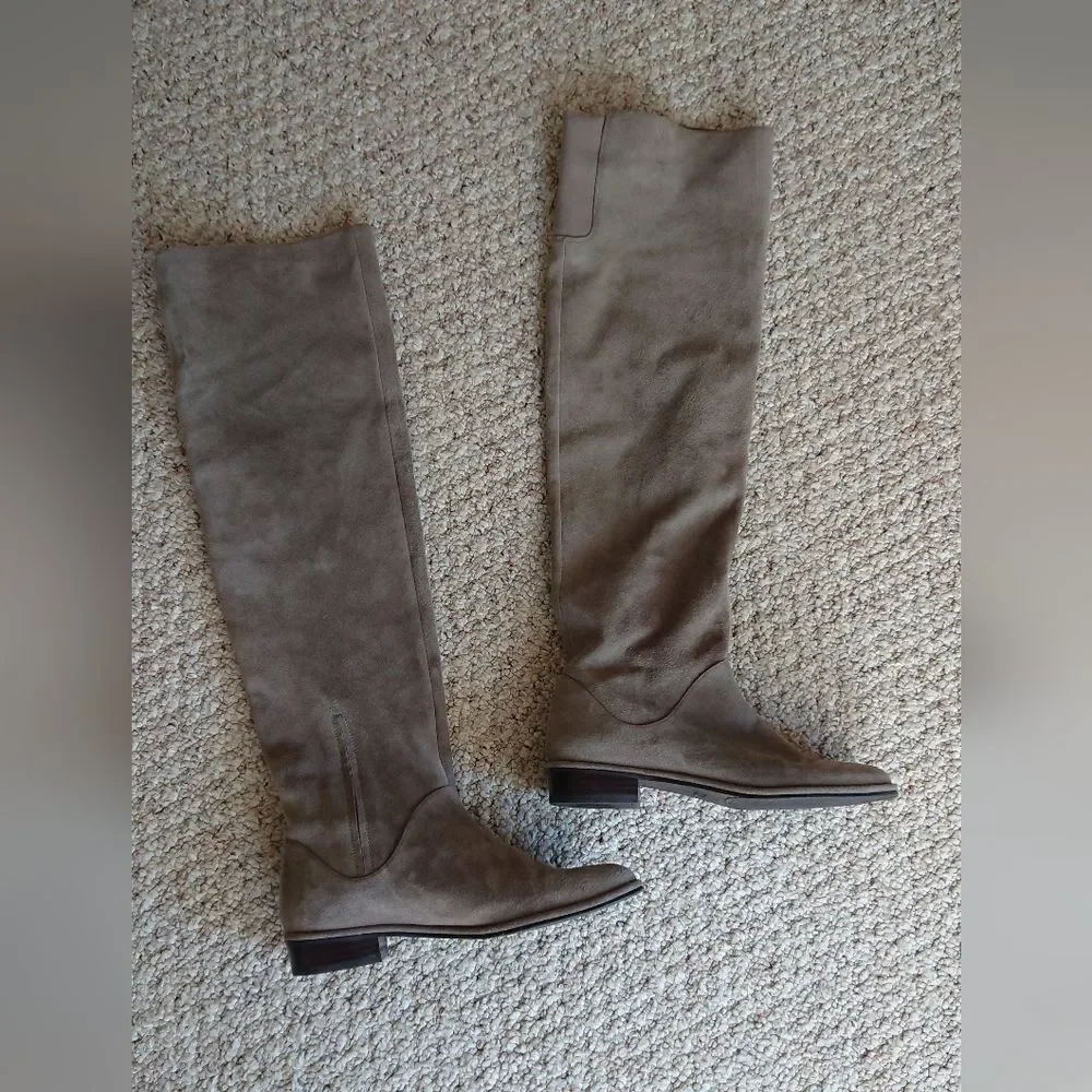 Stuart Weitzman 5050 taupe suede leather overknee riding boots size 7.5